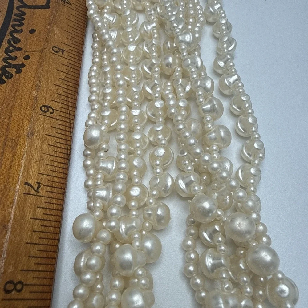 Vintage SHB 6-Strand Multi-Strand Twisted Baroque Faux Pearl Statement Necklace